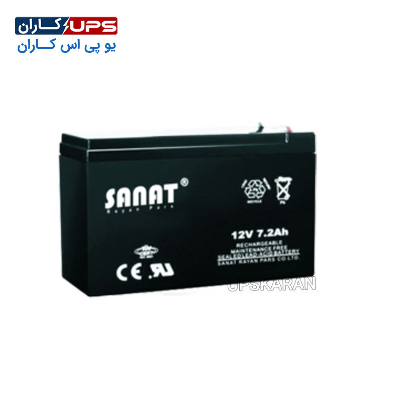 sanat-battery-7-2ah باتری 12 ولت 7.2 آمپر صنعت